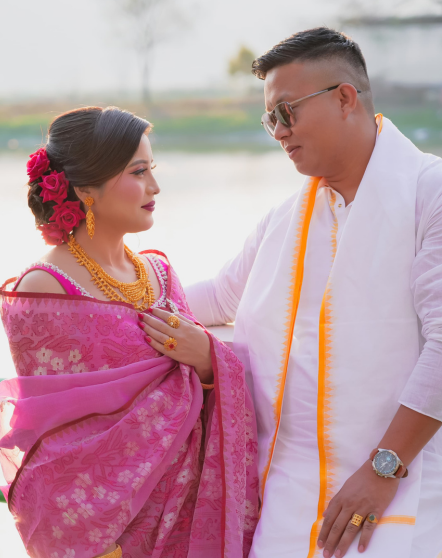 Manipuri couple in traditional wedding attire